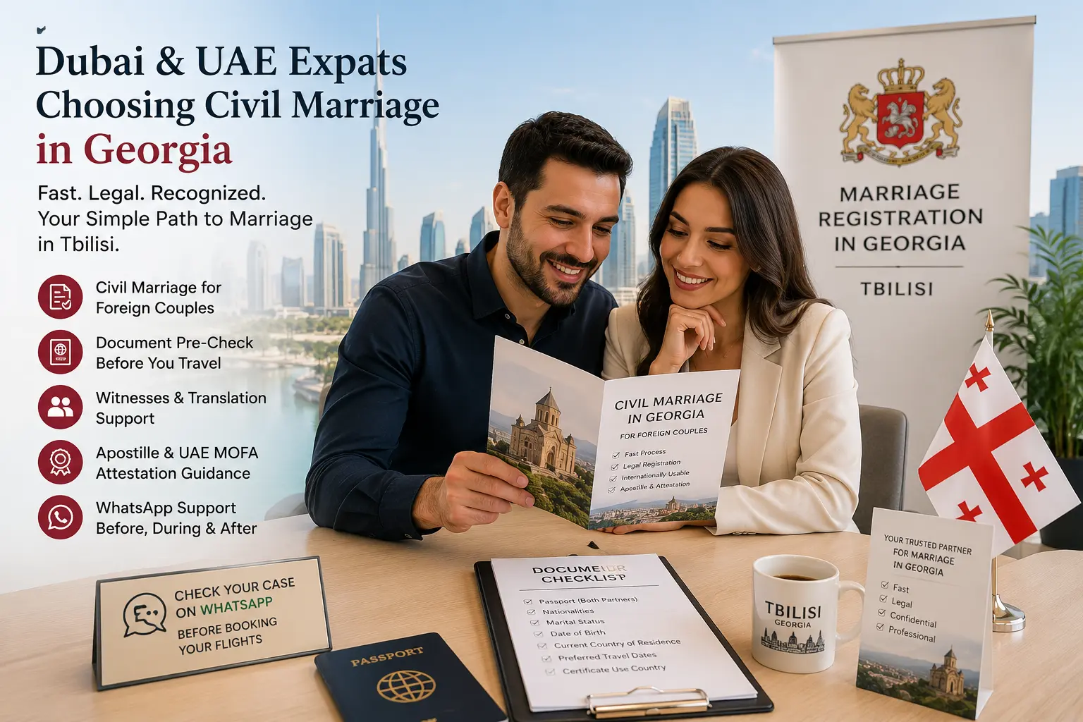 Specialized civil marriage support in Georgia for Dubai UAE and GCC expats
