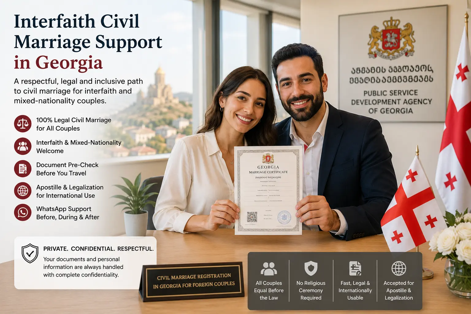 Interfaith and mixed-nationality civil marriage support in Georgia