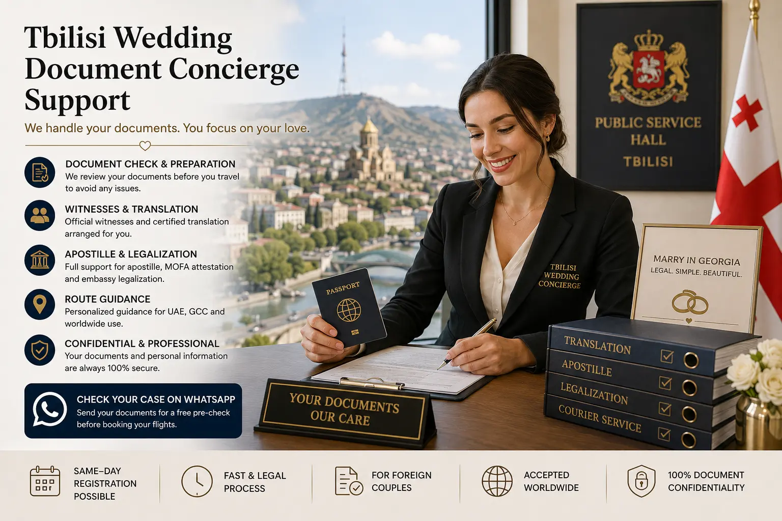 Tbilisi civil marriage and document concierge support for foreign couples